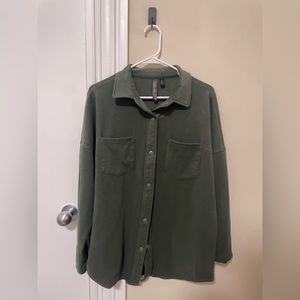 Medium green button up